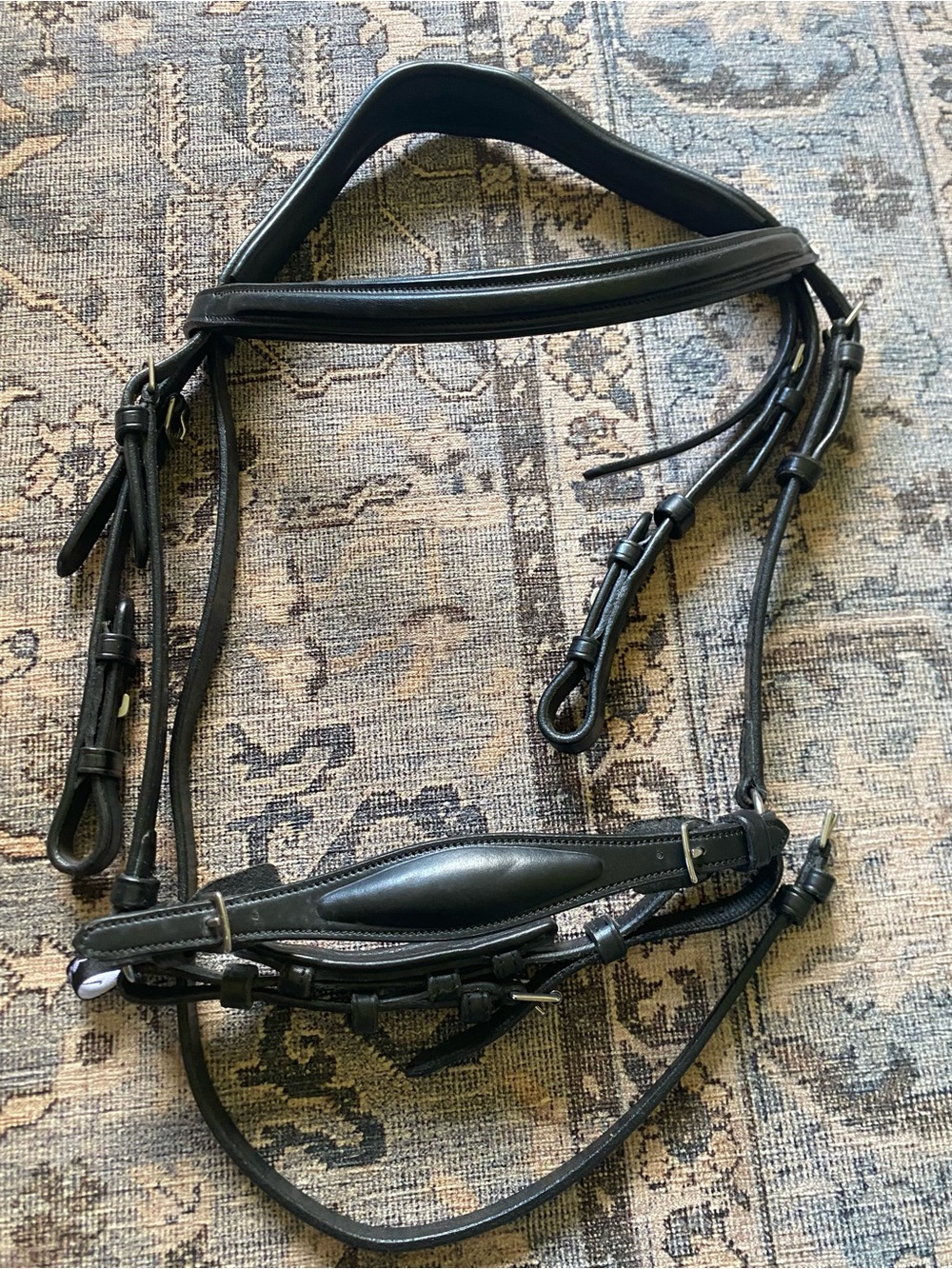 D’yon Black Leather Horse Bridle with Padded Browband